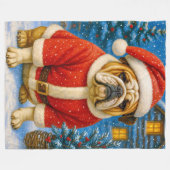 Engelse Bulldog Vakantie Fleece Deken (Voorkant (Horizontaal))