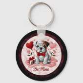 Engelse Bulldog Valentijn Charm Sleutelhanger (Voorkant)