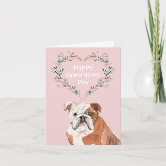 Engelse Bulldog Valentijns Feestdagen Kaart (Voorkant)