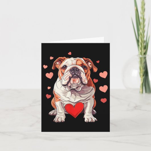 Engelse Bulldog Valentijnsdag Hart Hond Anima Kaart (Voorkant)