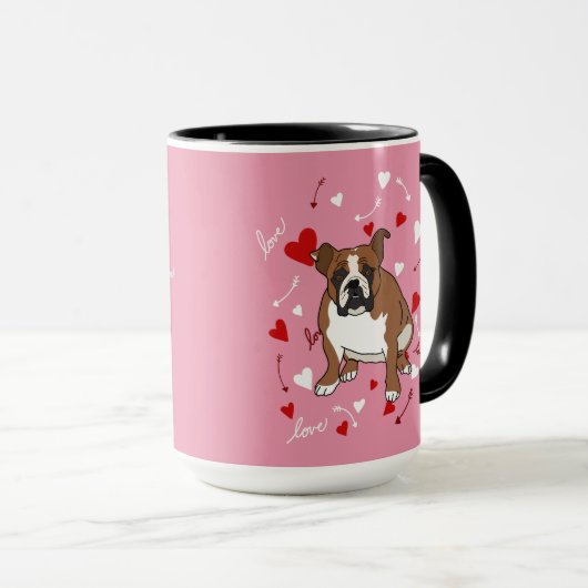 Engelse Bulldog Valentijnsdag Mok (Voorkant rechts)