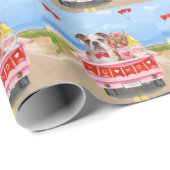 Engelse Bulldog Valentijnsdag Truck Hearts Cadeaupapier (Rol Hoek)
