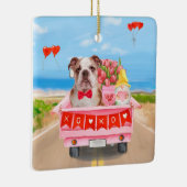 Engelse Bulldog Valentijnsdag Truck Hearts Keramisch Ornament (Rechts)