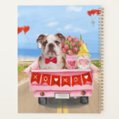 Engelse Bulldog Valentijnsdag Truck Hearts Planner (Achterkant)