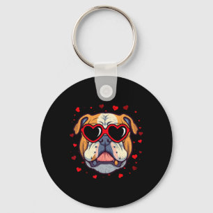 Engelse Bulldog Valentijnshart Schattige Hondenlie Sleutelhanger