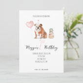 Engelse Bulldog Verjaardag uitnodiging - Meisje (Staand voorkant)