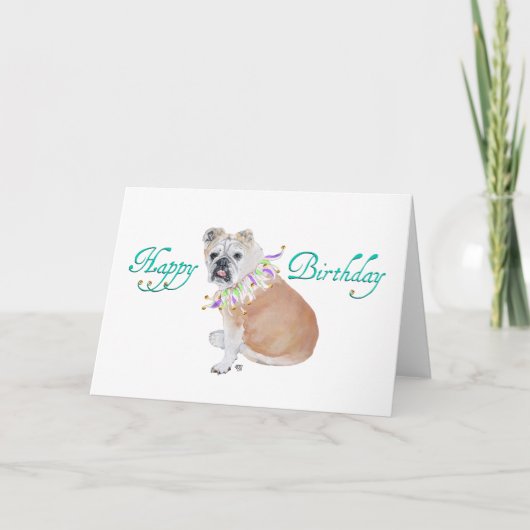 Engelse Bulldog Verjaardagskaart Kaart (Voorkant)
