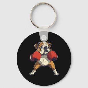 Engelse Bulldog verkleed als een grappige bokser Sleutelhanger