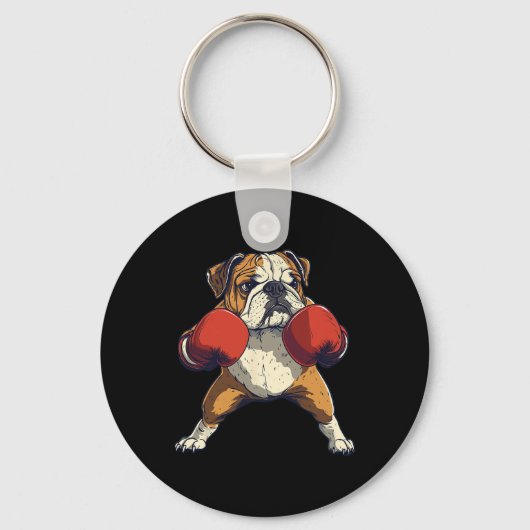 Engelse Bulldog verkleed als een grappige bokser Sleutelhanger (Voorkant)