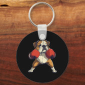 Engelse Bulldog verkleed als een grappige bokser Sleutelhanger (Voorkant)
