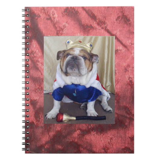 Engelse Bulldog verkleed als een koning, notebook! Notitieboek (Voorkant)