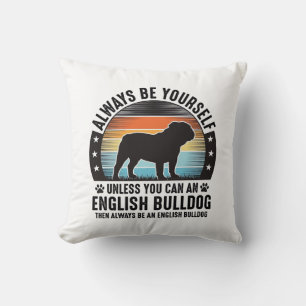 Engelse Bulldog Vintage Zonsondergang Hond Liefheb Kussen
