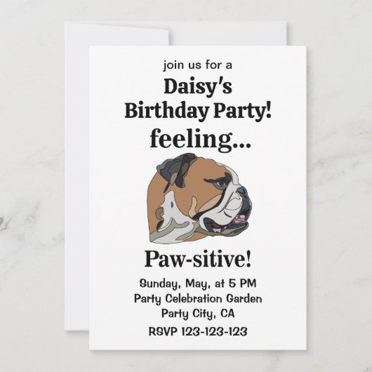 Engelse Bulldog voelt zich passief verjaardagsfees Kaart (Voorkant)