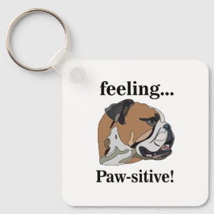 Engelse Bulldog Voelt Zich Pawsitief Hondenliefheb Sleutelhanger