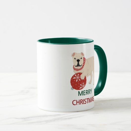 Engelse Bulldog vrolijke kerst Mok (Voorkant rechts)