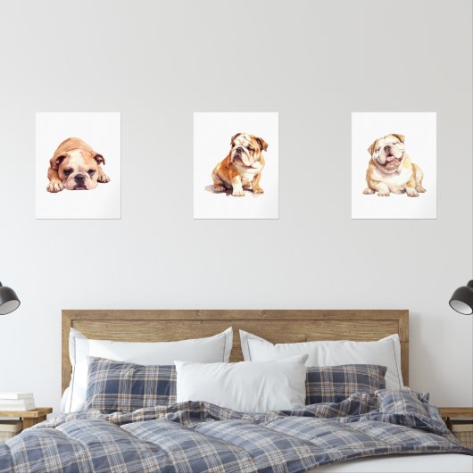 Engelse Bulldog Wall Art, Bulldog Poster Muurkunst Sets (Slaapkamer)