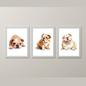 Engelse Bulldog Wall Art, Bulldog Poster Muurkunst Sets