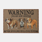 Engelse bulldog Warning Rug, Humor Quottes  Deurmat (Voorkant)