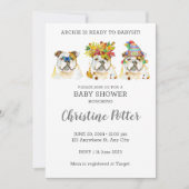 Engelse Bulldog Waterverf Baby shower Invitation Kaart (Voorkant)