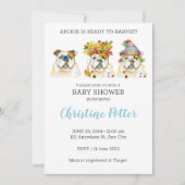 Engelse Bulldog Waterverf Baby shower Invitation Kaart (Voorkant)