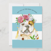 Engelse Bulldog Waterverf Baby shower Invitation Kaart (Achterkant)