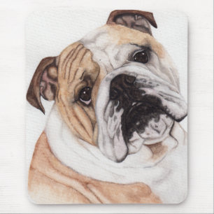Engelse Bulldog Waterverf Painting Mousepad Muismat