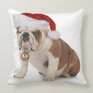 Engelse Bulldog Wearing Santa Hat Kussen