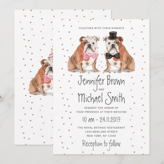 Engelse Bulldog Wedding Dogs Kaart (Voorkant / Achterkant)