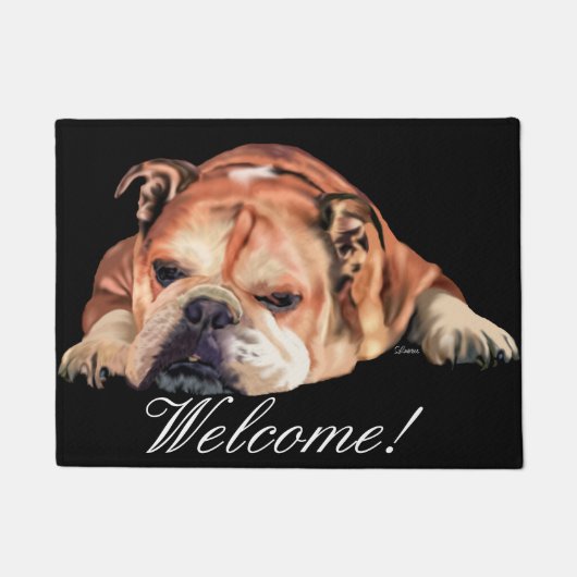 Engelse Bulldog, welkom Deurmat (Voorkant)