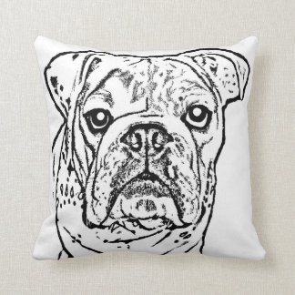 Engelse bulldog werpt kussen