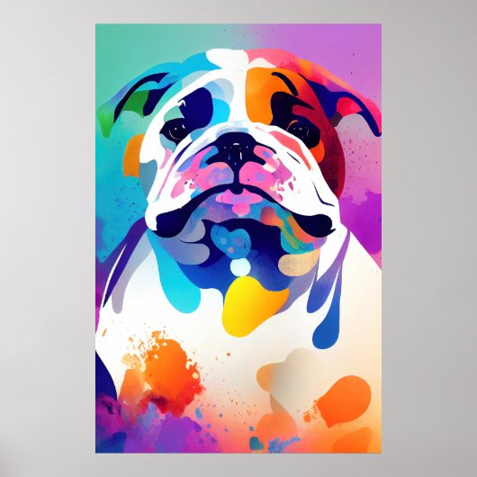 Engelse Bulldog wilde Natuur dierenschilderij Poster (Voorkant)
