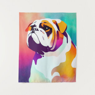 Engelse Bulldog wilde Natuur dierenschilderij Wandkleed