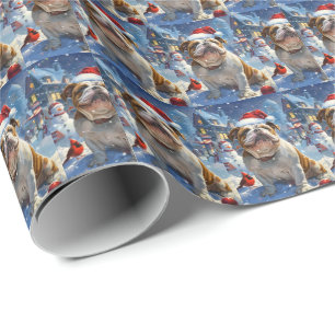 Engelse Bulldog Winter Wonderland Christmas Joy Cadeaupapier