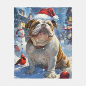 Engelse Bulldog Winter Wonderland Christmas Joy Fleece Deken (Voorkant)