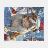 Engelse Bulldog Winter Wonderland Christmas Joy Fleece Deken (Voorkant (Horizontaal))