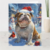 Engelse Bulldog Winter Wonderland Christmas Joy Kaart (Voorkant)