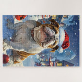 Engelse Bulldog Winter Wonderland Christmas Joy Legpuzzel (Horizontaal)