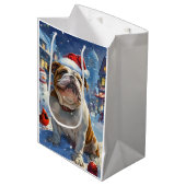 Engelse Bulldog Winter Wonderland Christmas Joy Medium Cadeauzakje (Voorkant Gekanteld)