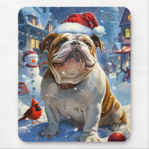 Engelse Bulldog Winter Wonderland Christmas Joy Muismat