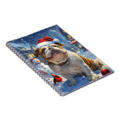 Engelse Bulldog Winter Wonderland Christmas Joy Notitieboek (Rechterzijde)