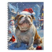 Engelse Bulldog Winter Wonderland Christmas Joy Notitieboek (Voorkant)