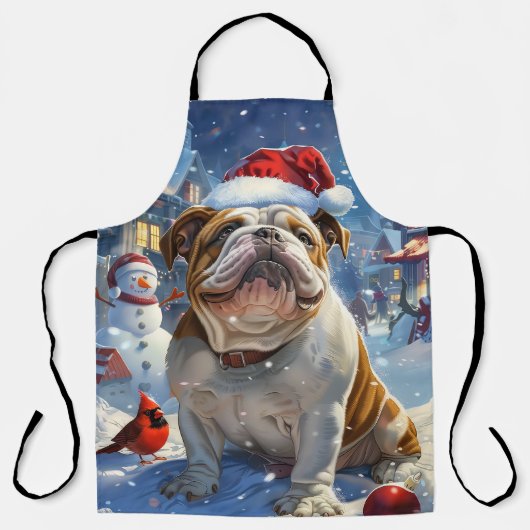 Engelse Bulldog Winter Wonderland Christmas Joy Schort (Voorkant)