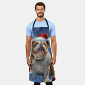 Engelse Bulldog Winter Wonderland Christmas Joy Schort (Gedragen)