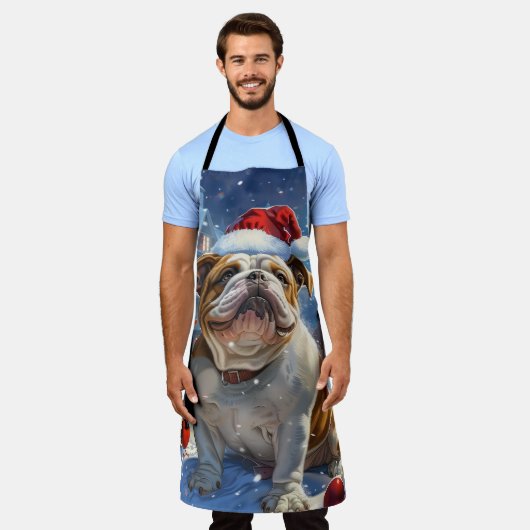 Engelse Bulldog Winter Wonderland Christmas Joy Schort (Gedragen)