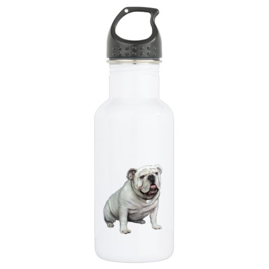 Engelse Bulldog - Wit 1 Waterfles (Voorkant)