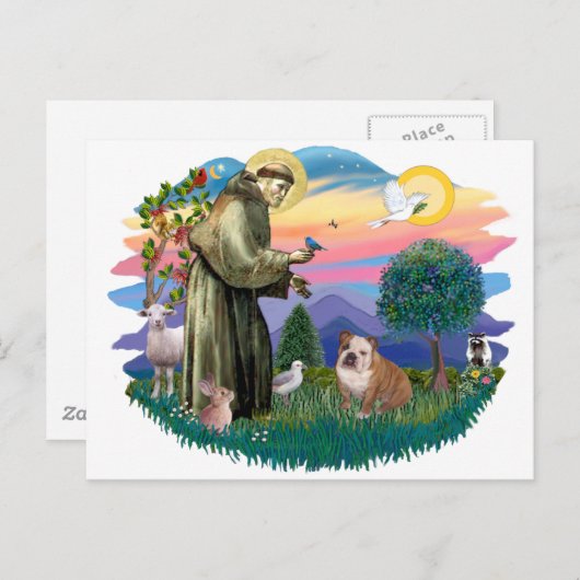 Engelse Bulldog (witbruin) Briefkaart (Voorkant / Achterkant)