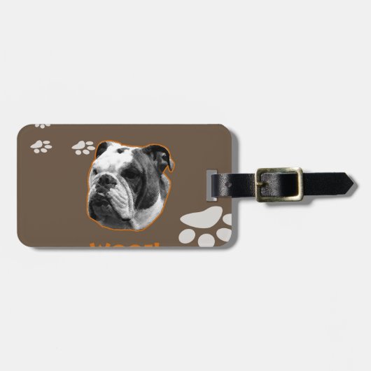 Engelse Bulldog Woof Bagagelabel (Voorkant horizontaal)