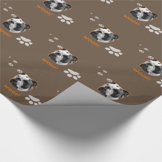 Engelse Bulldog Woof Cadeaupapier (Hoek)