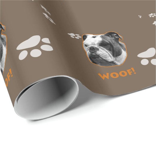 Engelse Bulldog Woof Cadeaupapier (Rol Hoek)