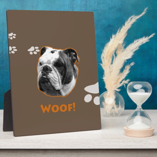 Engelse Bulldog Woof Fotoplaat (Zijkant)